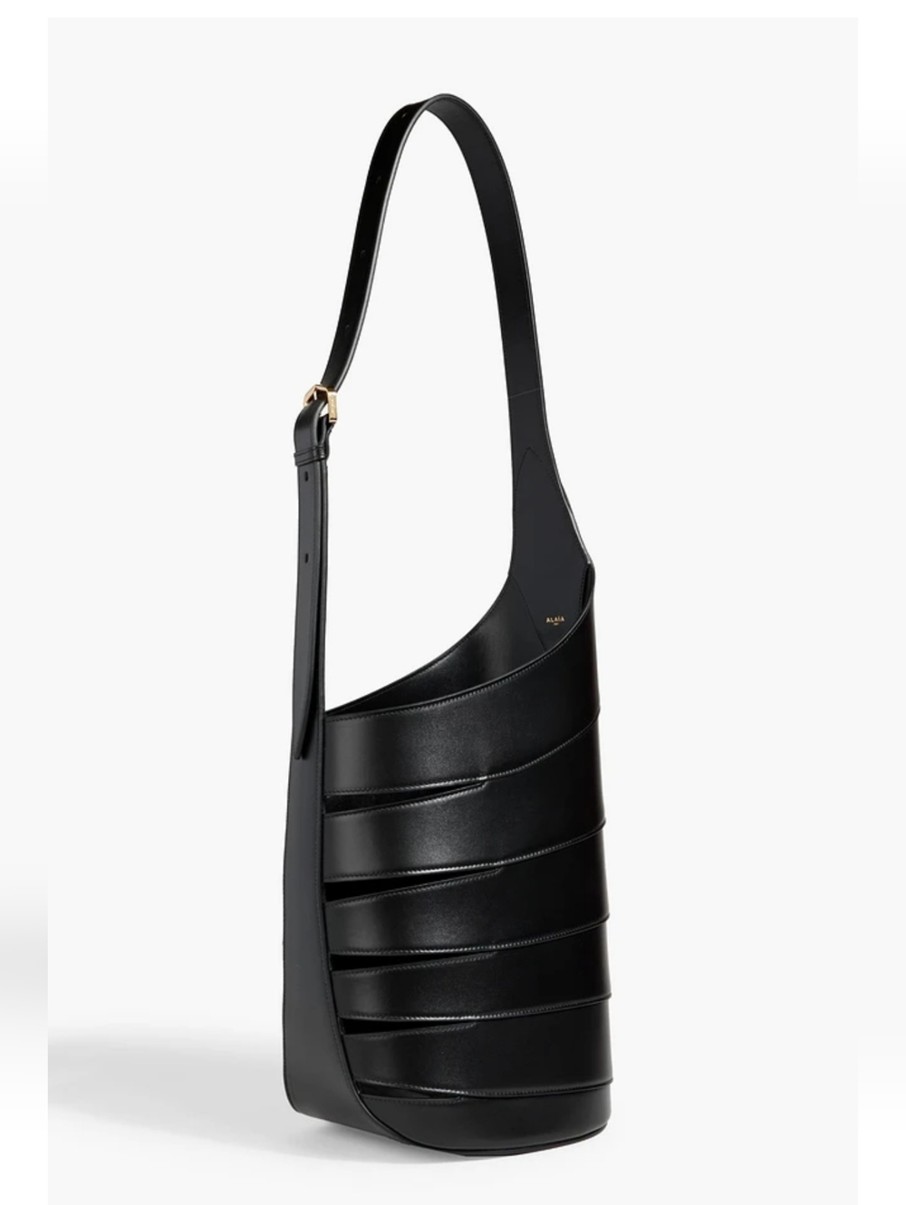 Alaia Designer Calf Leather Purse Black Womens Leather Bucket Shoulder Bag Italy - Picture 3 of 9